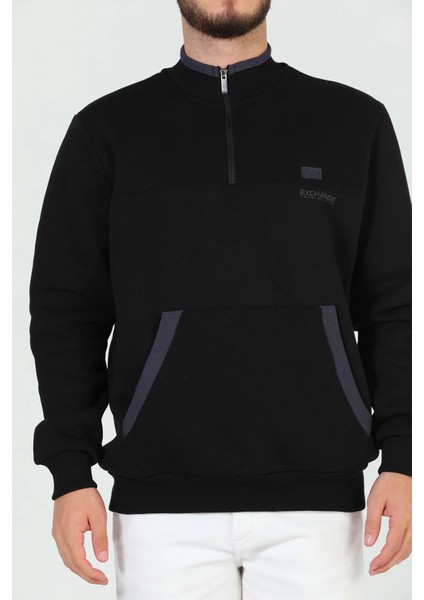 Erkek Yarım Fermuarlı Şardonlu Sweatshirt