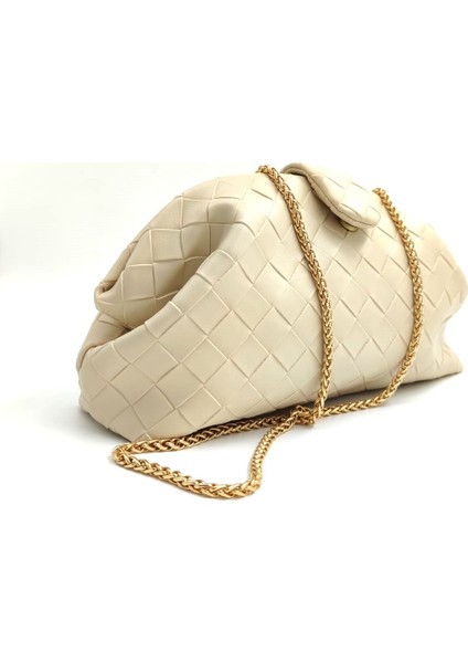 Krem Rengi Kadın El ve Omuz Çantası