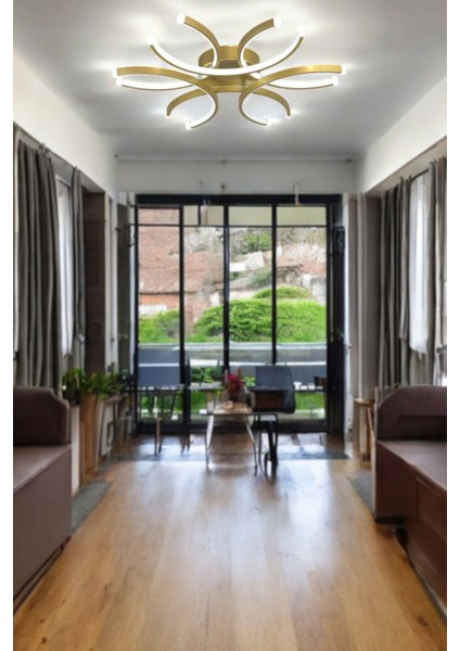 Levora Modern Tasarım - Salon - Mutfak - Yatak Odası Eskitme Renk Beyaz Işıklı LED Avize