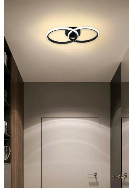 Jolly Modern Tasarım Siyah Renk Salon - Mutfak - Hol Beyaz LED 2 Li Avize