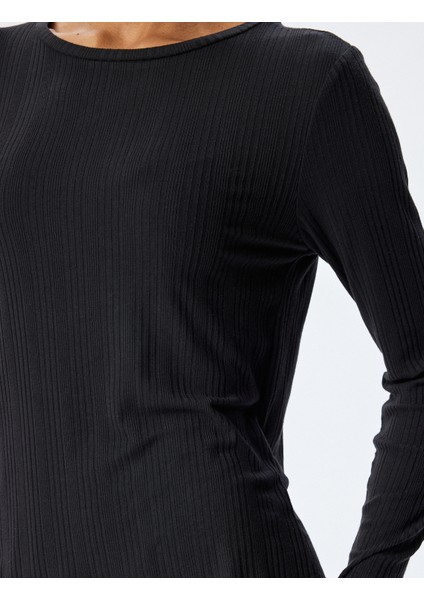 Modal Kumaş Uzun Kollu Bisiklet Yaka Pijama Üstü