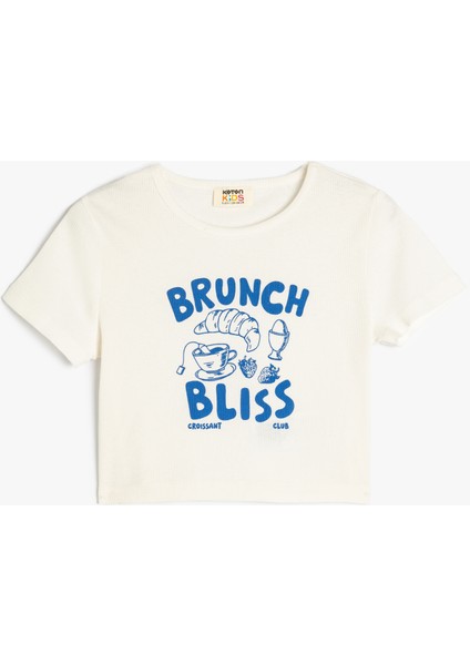 Baskı Detaylı Bisiklet Yaka Kısa Kollu Pamuklu Tişört