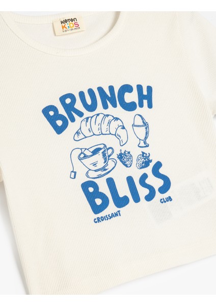 Baskı Detaylı Bisiklet Yaka Kısa Kollu Pamuklu Tişört modelleri