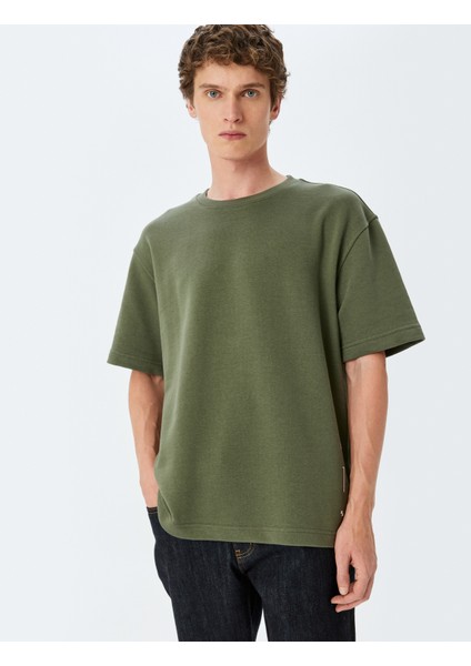 Bisiklet Yaka Kısa Kollu Pamuk Karışımlı Slogan Baskılı Oversize Tişört fiyatları