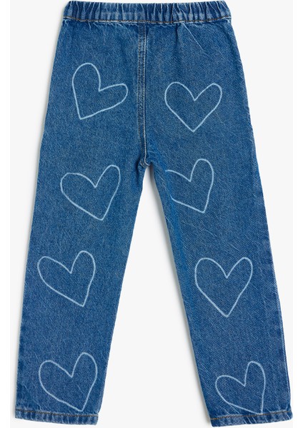 Kalp Desenli Cep Detaylı Pamuklu Denim Pantolon fiyatları