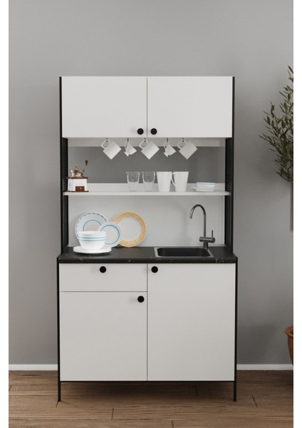 110 cm Maya Kahve Köşesi,kiler Dolabı,mini Hazır Mutfak Dolabı(Tezgah Dahil) fiyatları