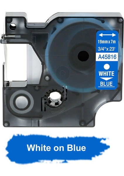 45816 Mavi Stil Üzerine Beyaz 19 mm Dymo D1 Etiket Şeridi Label Manager Siyah Beyaz Uyumlu (Yurt Dışından)
