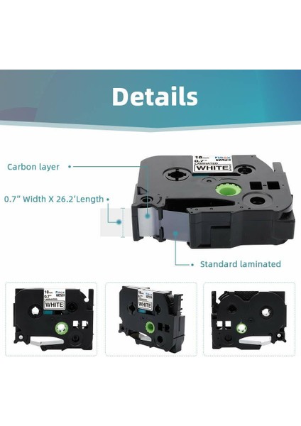 Brother P P-Touch Uyumlu 5pk Siyah Beyaz Etiket Şeridi Tz Tze - E Ticaret Ürün Başlığı (Yurt Dışından) modelleri