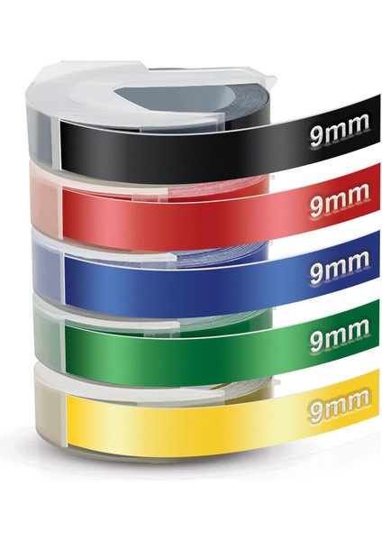 Dymo 3D 9mm Kabartma Etiket Makinesi Için 5 Rulo Renkli Etiket Bant x 3m (Yurt Dışından)