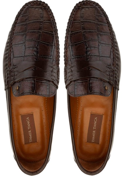 Erkek Kahverengi Kroko Loafer Ayakkabı 478 B1100 Erk Ayk SK24-25 Kahve Kroko