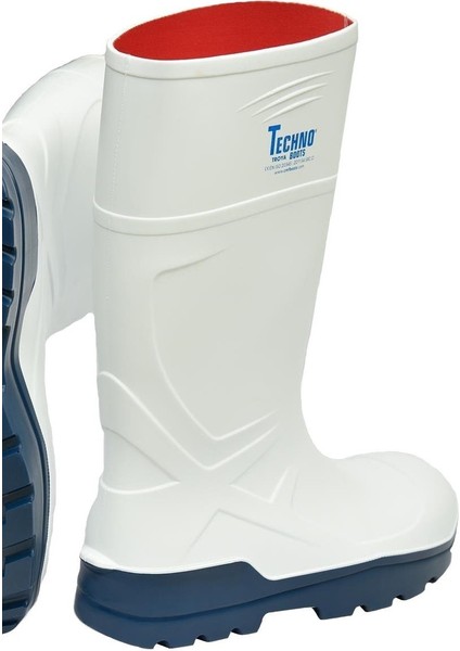 Boots S4 Beyaz Mavi - Kısa 31 cm - % 100 Su Geçirmez - Poliüretan Çizme