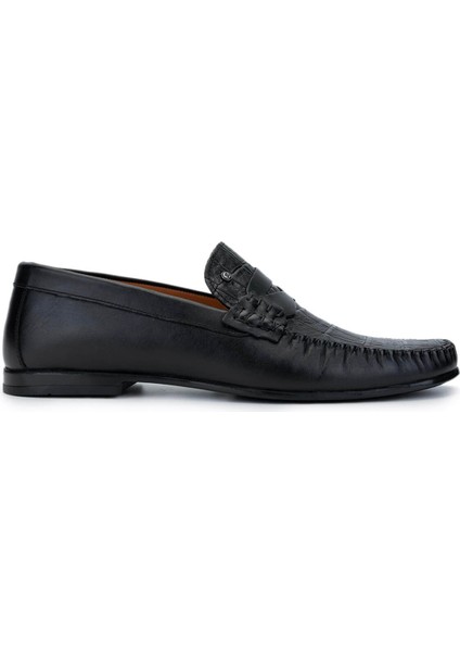 Erkek Siyah Kroko Loafer Ayakkabı 478 B1100 Erk Ayk SK24-25 Sıyah Kroko