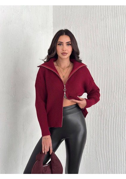 Standart Beden Çift Fermuarlı Hırka