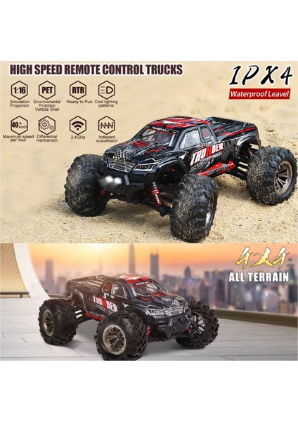 Racerx Q901 1:16 Şarjlı Kumandalı Araba 52KM Yüksek Hızlı 4x4 Rtr 2.4ghz Pro