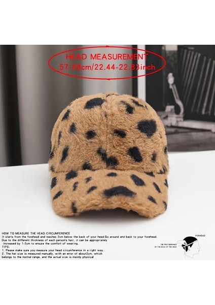 Kadınlar Için Kış Moda Leopar Baskılı Plüş Beyzbol Şapkası