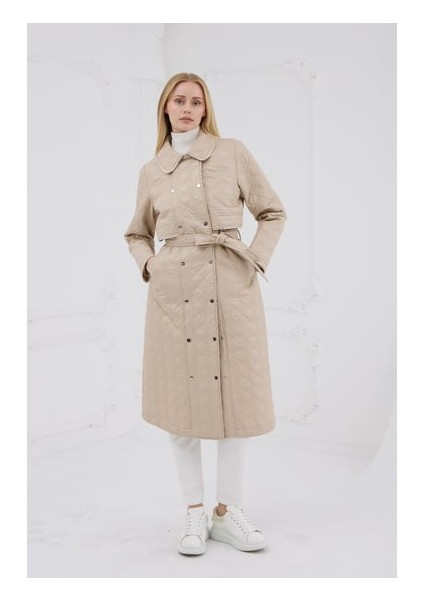 Moodbasic Taş Şeritli Kapitone Uzun Kap