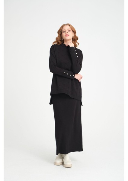 Soğuk Merserize Düğmeli Triko Takım