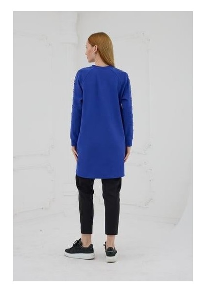 Moodbasıc Kolları Çakma Taşlı Önü Cepli Sweatshırt