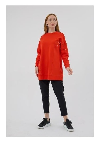 Asimetrik Kuplu Taşlı Tunik