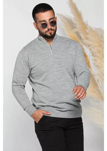 Erkek Ön Fermuar Detaylı Triko Kazak fırsatları