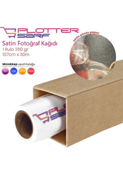 ® Microporous (Satin) Yarı Mat Fotoğraf Kağıdı Waterprof 260 gr 107cm X 30mt (1 Rulo)