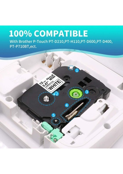 5x Uyumlu Brother P-Touch Etiket Makinesi Bandı TZE-231 Tz PTD210 Için (Yurt Dışından) modelleri