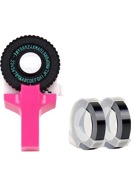 Pembe Ücretsiz 2 Bantlı Manuel 3D Kabartmalı Etiket Yapıcı Daktilo Yazıcı Dıy Makinesi (Yurt Dışından)