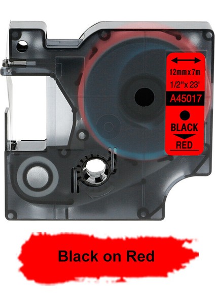 45017 Kırmızı Üzerine Siyah Stil 12 mm Dymo D1 Etiket Şeridi Label Manager Siyah Beyaz Uyumlu (Yurt Dışından)