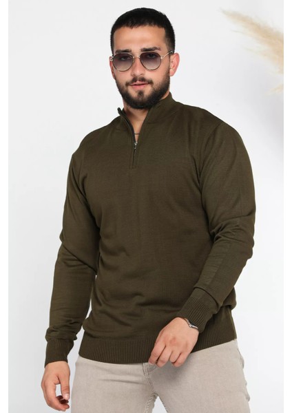 Erkek Ön Fermuar Detaylı Triko Kazak modelleri