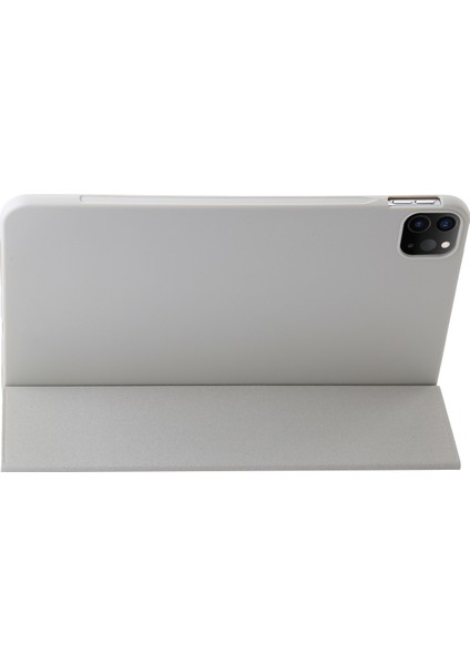 İpad Pro 13 2024 Gri Için Üç Katlı Tablet Deri Kılıf (Yurt Dışından)