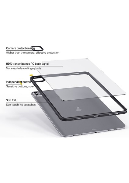 İpad Pro 13 2024 Siyah Için Pc + Tpu Tablet Kılıfı (Yurt Dışından)