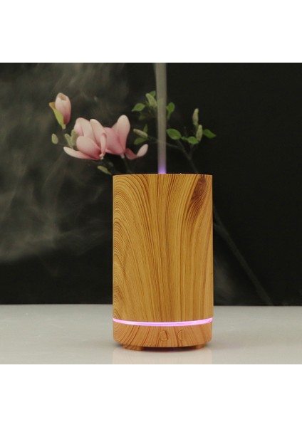 Usb 200Ml Hollow-Out Orman Desenli Ahşap Nemlendirici Usb Açık Kahve-4 (Yurt Dışından)