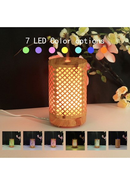 Usb 200Ml Hollow-Out Orman Desenli Ahşap Nemlendirici Usb Açık Kahve-4 (Yurt Dışından)