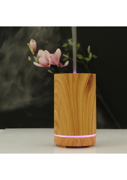 Usb 200Ml Hollow-Out Orman Desenli Ahşap Nemlendirici Usb Açık Kahve-4 (Yurt Dışından)