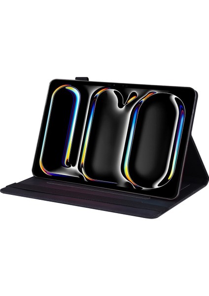 İpad Pro 11 2024 Siyah Için Ekleme Deri Tablet Kılıfı (Yurt Dışından)