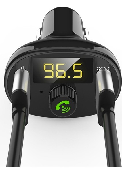 Bt23 Wiress Araba Fm Verici Qc 3.0 Hızlı Şarj - Siyah (Yurt Dışından)