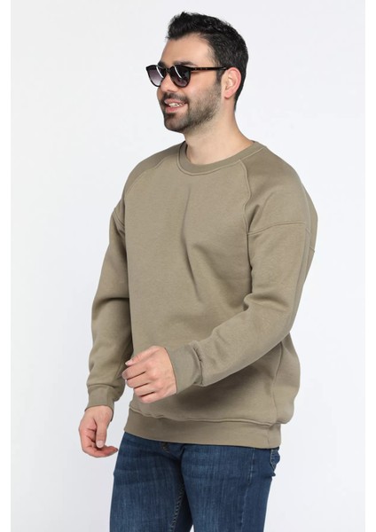 Üç Iplik Şardonlu Bisiklet Yaka Erkek Sweatshirt