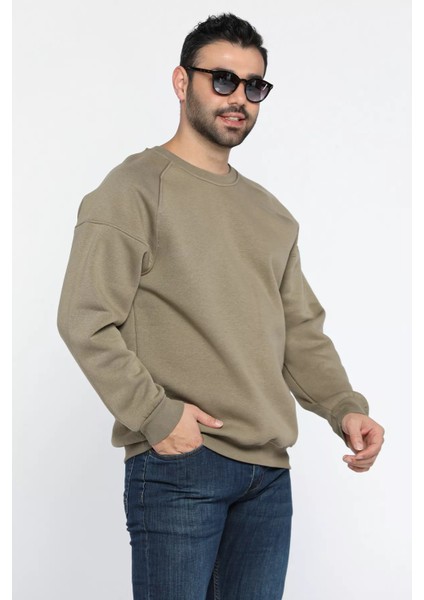 Üç Iplik Şardonlu Bisiklet Yaka Erkek Sweatshirt