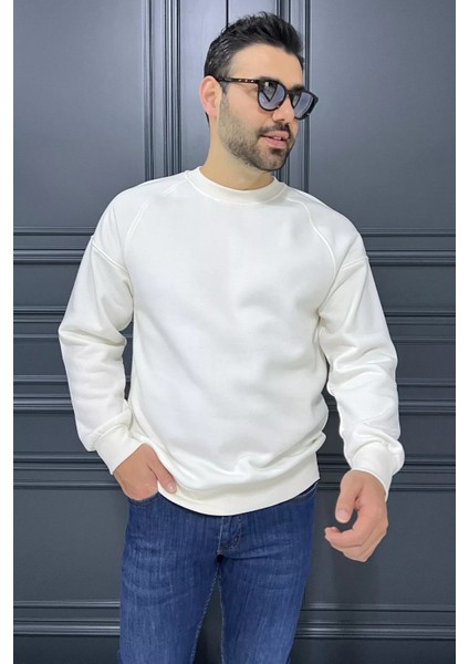 Üç Iplik Şardonlu Bisiklet Yaka Erkek Sweatshirt