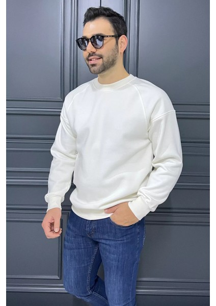 Üç Iplik Şardonlu Bisiklet Yaka Erkek Sweatshirt