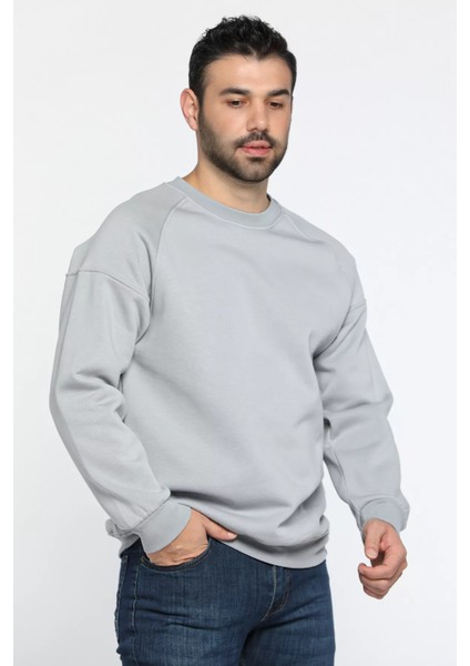 Üç Iplik Şardonlu Bisiklet Yaka Erkek Sweatshirt