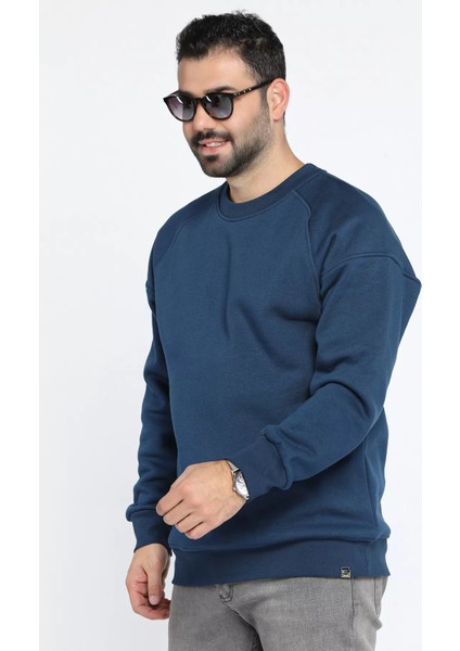 Üç Iplik Şardonlu Bisiklet Yaka Erkek Sweatshirt