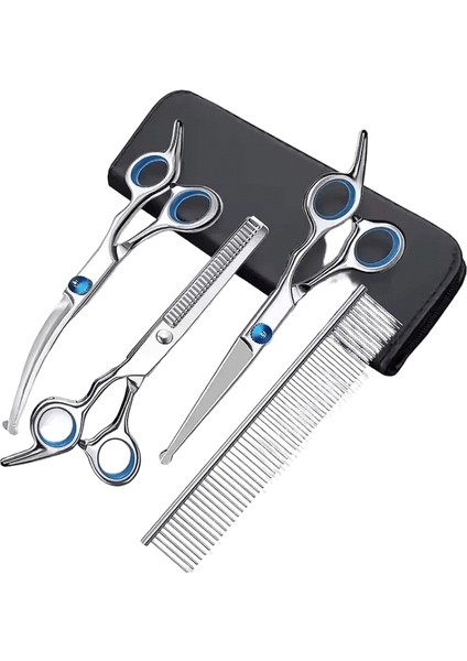 Yeni Emniyetli Pet Bakım Makası Yuvarlak Başlı Profesyonel Paslanmaz Çelik Köpek Saç Makası Pet Makas Hayvan Kesme Taşınabilir Set (Yurt Dışından)