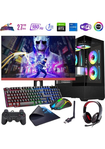I7 13700F 16GB Ddr4 512GB M2 8gb RTX4060 27" 180Hz Mon. Oyun Bilgisayarı (Gaming Set)