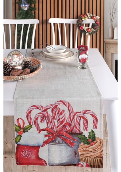 Premium Yılbaşı Candy Su Geçirmez Runner 45X160
