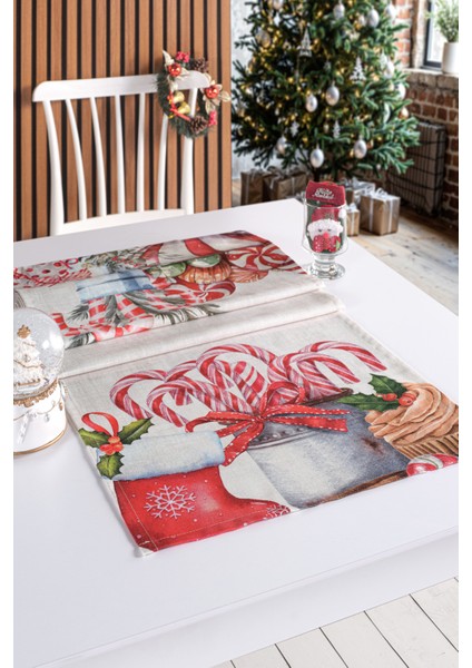 Premium Yılbaşı Candy Su Geçirmez Runner 45X160