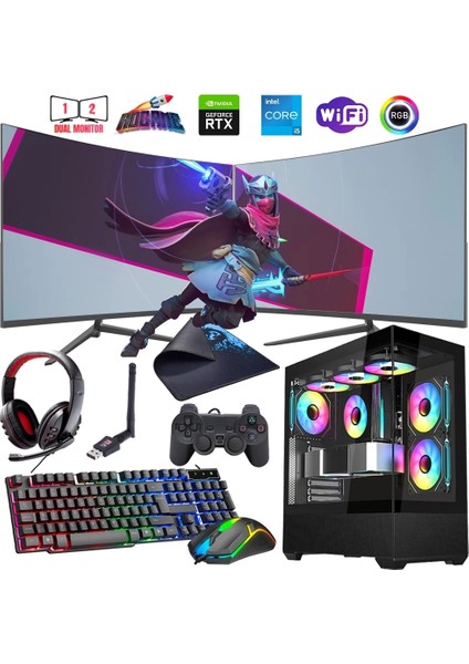 I5 13400F 32GB Ddr4 1tb M2 8gb RTX4060 Çift 24" 100Hz Mon. Oyun Bilgisayarı (Gaming Set)