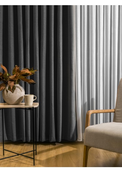 Sık Pileli Flex Keten Kumaştan Fon Perde 1x3 V18498 Tek Kanat