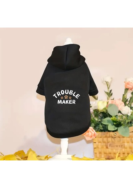 Siyah Kapüşonlu Kedi Köpek Sweatshirt