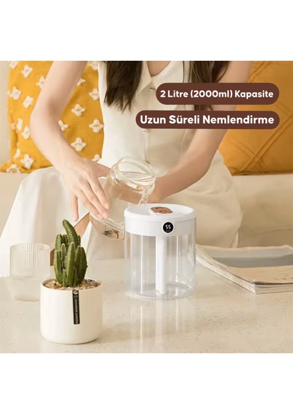 2 Litre Ultrasonic Otomatik Hava Nemlendirici Buhar Makinesi Oda Nemlendirici Aroma Difüzörü fiyatları